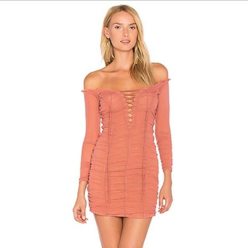 Revolve Majorelle Darling Dress in deep blush pink